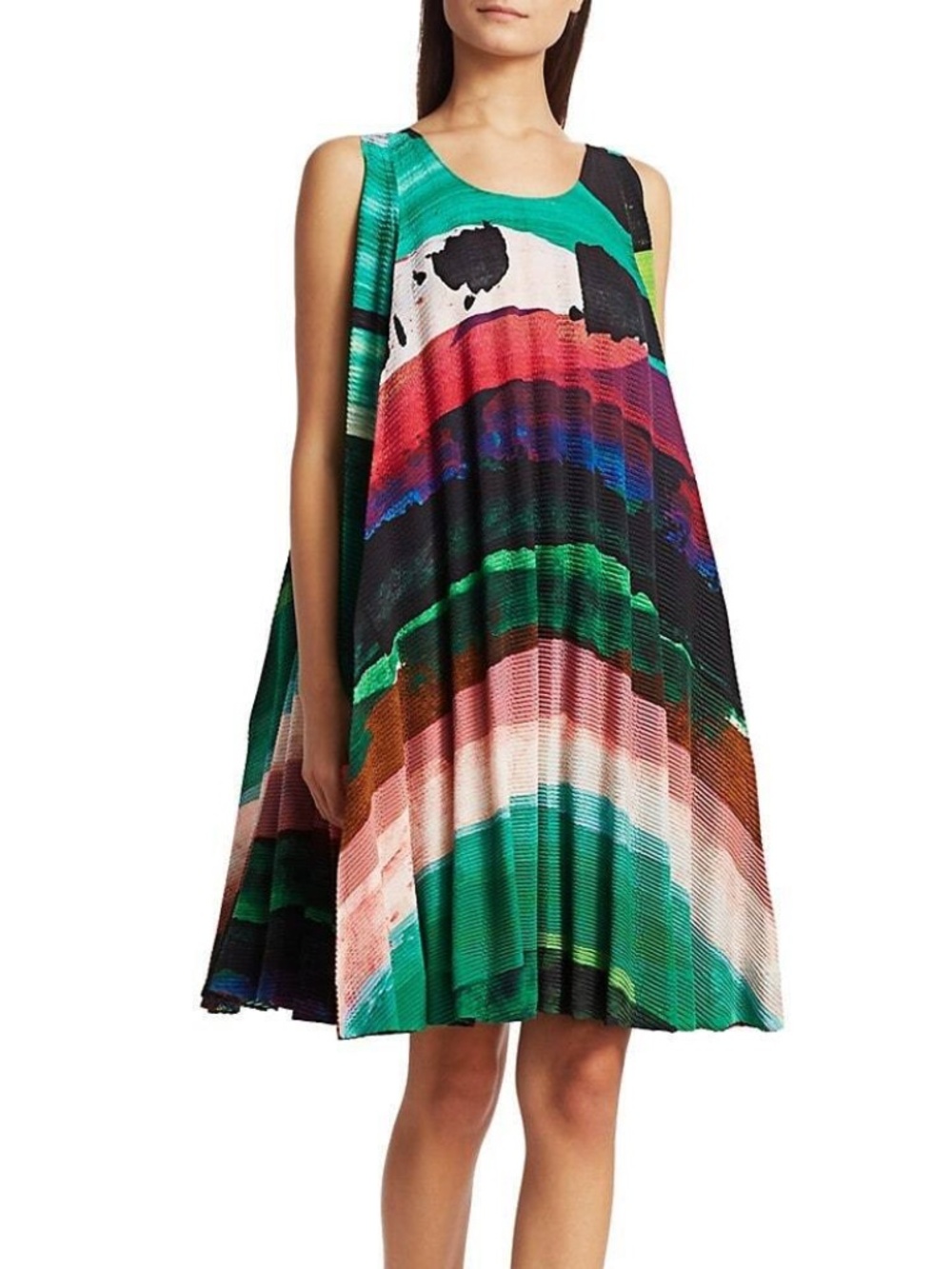 ISSEY MIYAKE Panorama Pleats Sleeveless Trapeze Dress Size 2 Small S NWOT